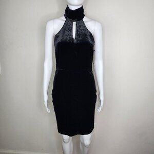 NWT L'AGENCE Halter Neck Velvet Bodycon Mini Dress Black Size 2